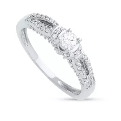 1/2 CTTW Diamond And White Engagement Ring 14KW