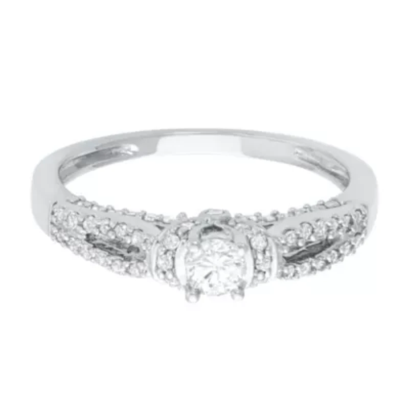 1/2 CTTW Diamond And White Engagement Ring 14KW