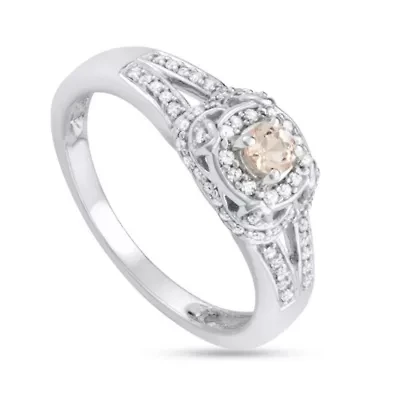 CTTW Diamond And Morganite Engagement Ring 14KW