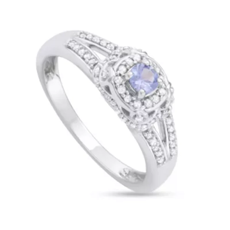 CTTW Diamond And Tanzanite Engagement Ring 14KW