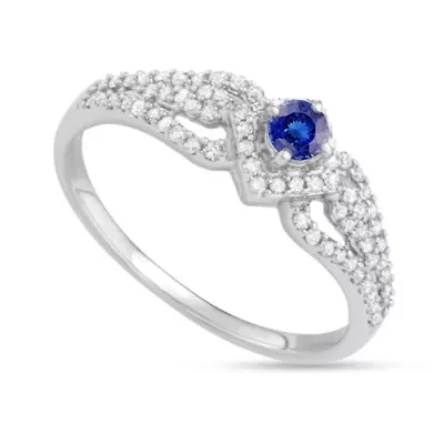 1/2 CTTW Diamond And Tanzanite Engagement Ring 14KW