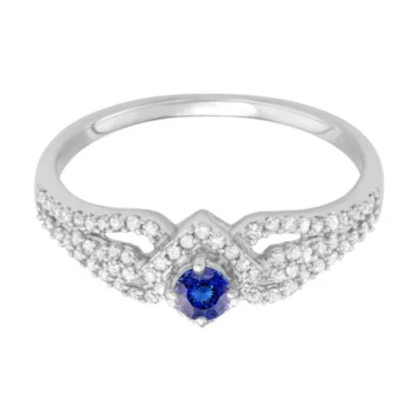 1/2 CTTW Diamond And Tanzanite Engagement Ring 14KW