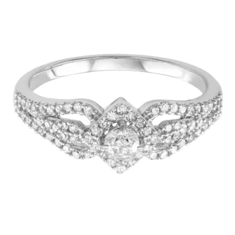 1/2 CTTW Solitaire Diamond Engagement Ring 14KW