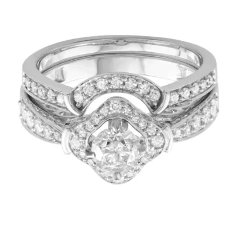 1.00 CTTW Diamond Bridal Ring Set 14K White Gold