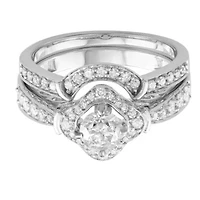 1.00 CTTW Diamond Bridal Ring Set 14K White Gold