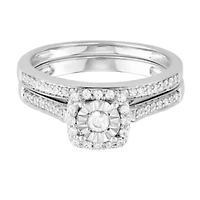 3/8  CTTW Diamond Bridal Ring Set 10K White Gold