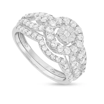 1 CTTW Solitaire Look Bridal Ring Set 10KW