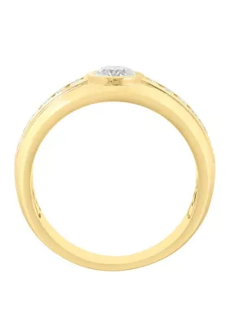 Lab Created Lab Diamond Ring in Goldplated Silver