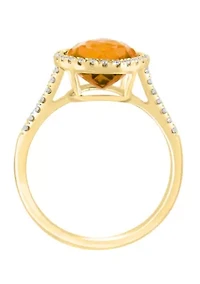 Diamond and Citrine Ring in 14K Yellow Gold