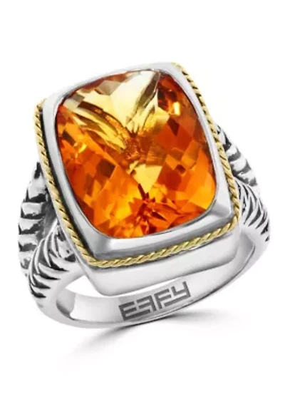 Citrine Ring in 18K Gold Plated Sterling Silver