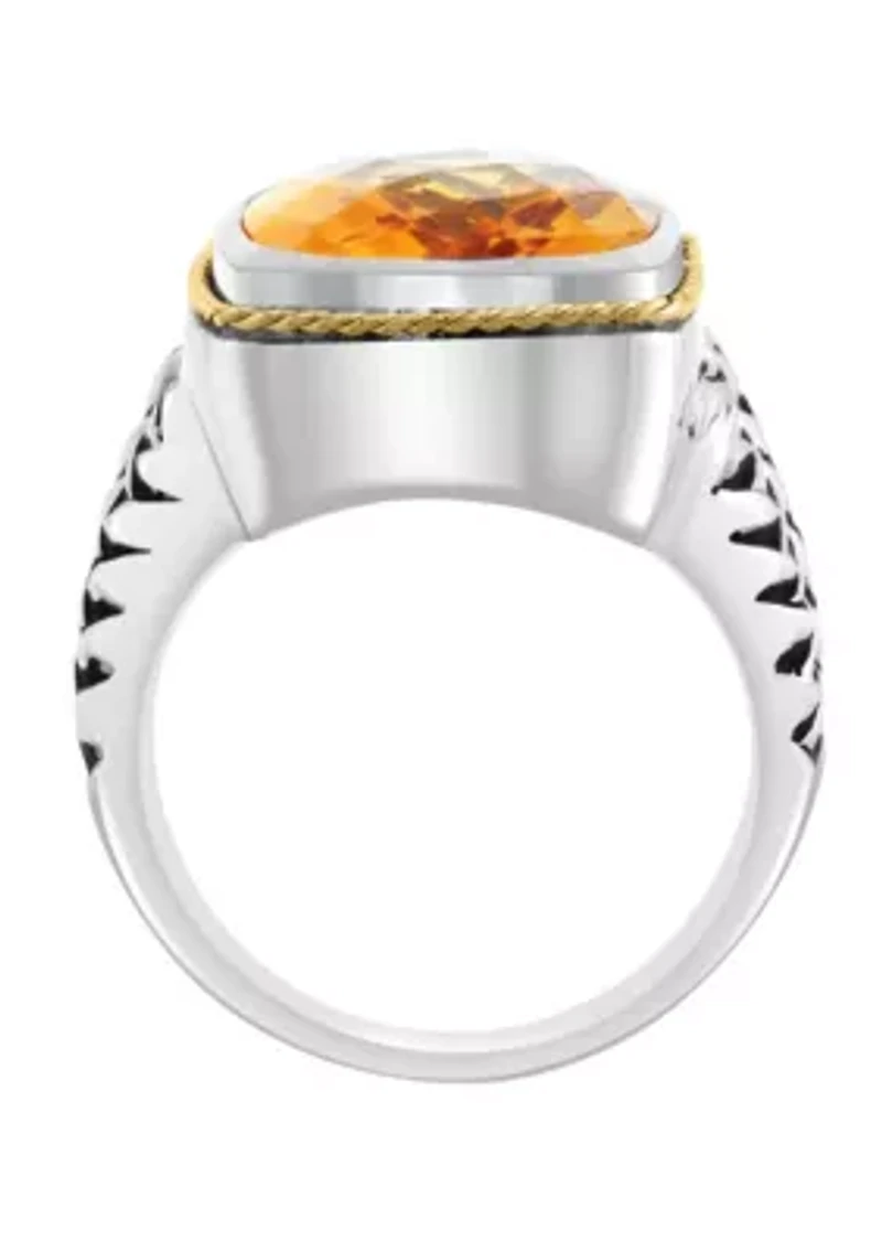 Citrine Ring in 18K Gold Plated Sterling Silver