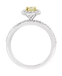 Diamond And Natural Yellow Diamond Ring Set In 14K White Gold