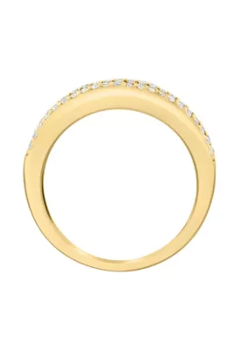 Diamond And Natural Emerald Ring In 14K Yellow Gold