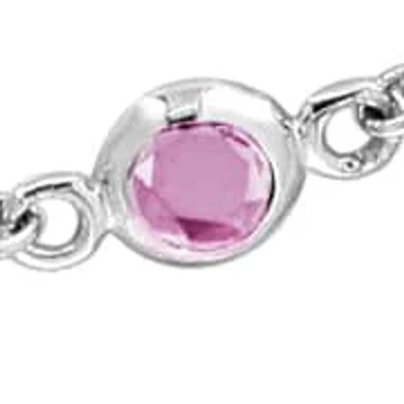Diamond and Pink Sapphire Bracelet in Sterling Silver