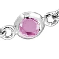 Diamond and Pink Sapphire Bracelet in Sterling Silver