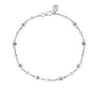 Diamond and Pink Sapphire Bracelet in Sterling Silver