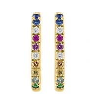 Diamond, Multi Sapphire and Tsavorite Earrings in 14K Yellow Gold