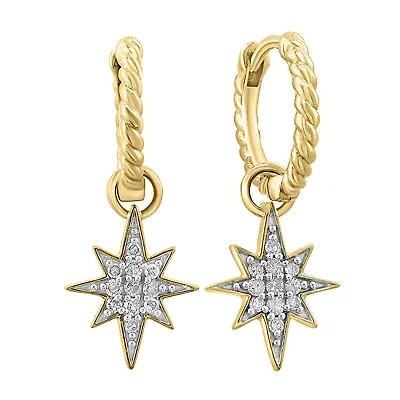 Diamond Earrings in Gold Plated Sterling Silver