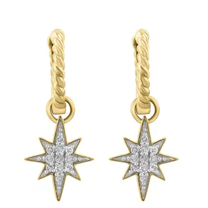 Diamond Earrings in Gold Plated Sterling Silver