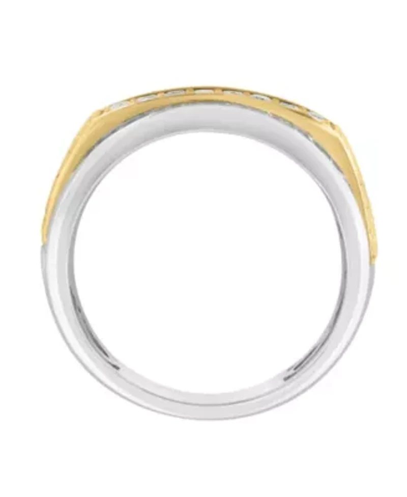 Diamond Ring In 10K White & Yellow Gold