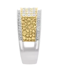 Diamond Ring In 10K White & Yellow Gold
