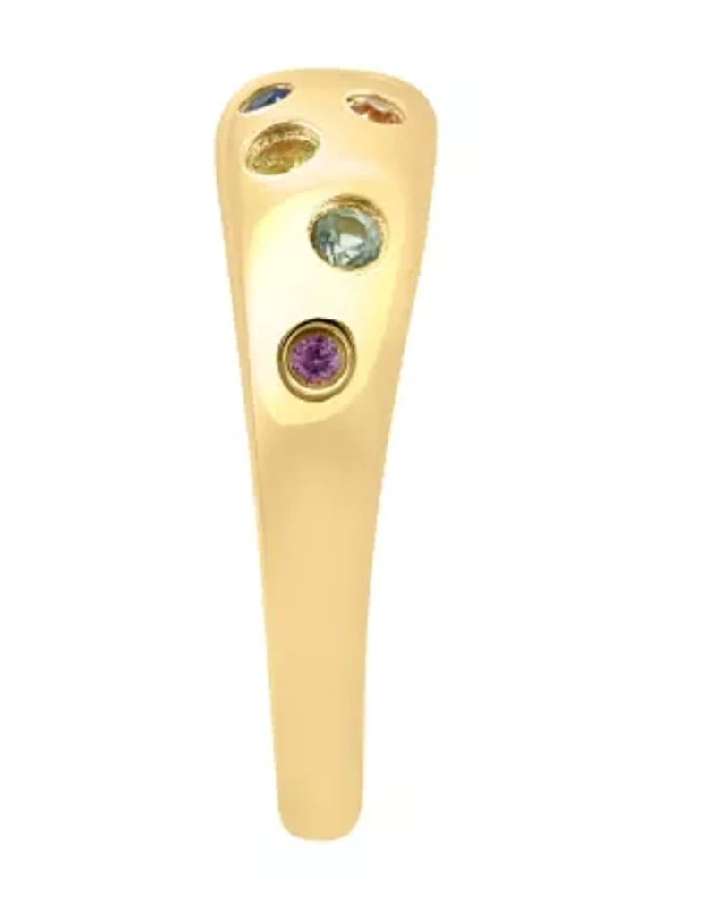 Multi Sapphire and Tsavorite Ring in 14K Yellow Gold