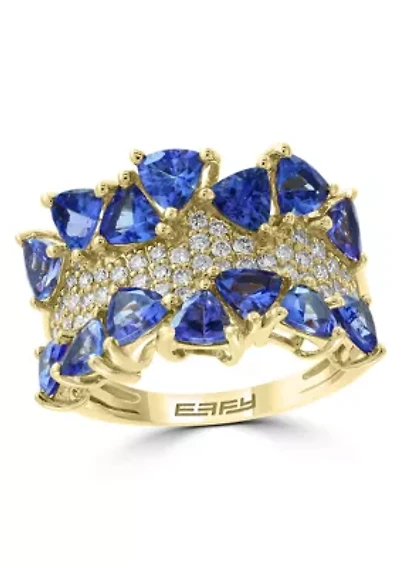 Diamond and Tanzanite Ring in 14K Yellow Gold