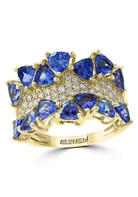 Diamond and Tanzanite Ring in 14K Yellow Gold