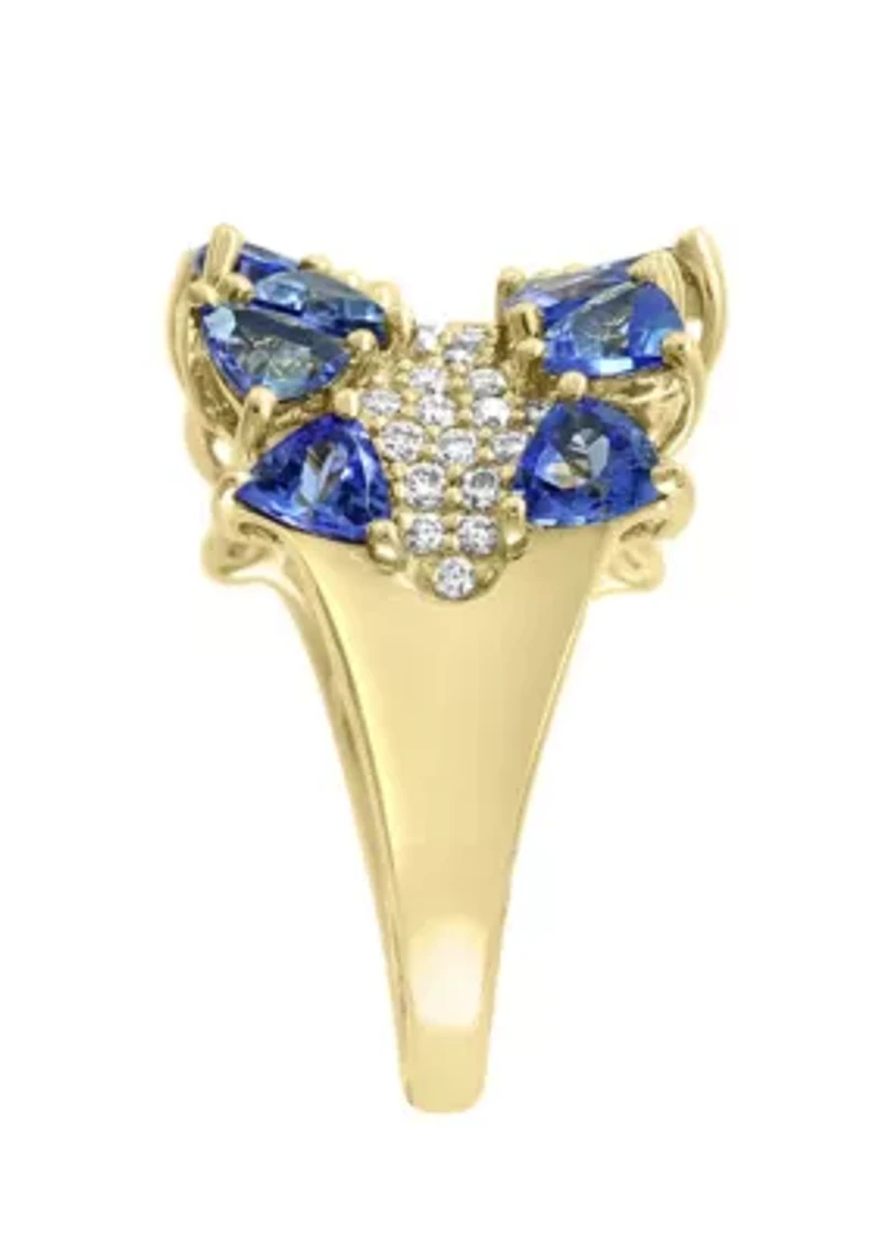 Diamond and Tanzanite Ring in 14K Yellow Gold