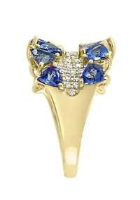 Diamond and Tanzanite Ring in 14K Yellow Gold
