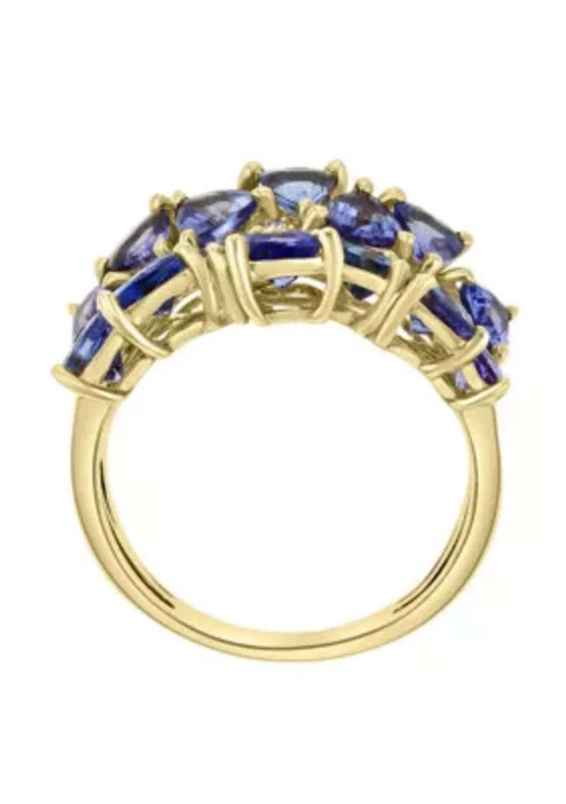 Diamond and Tanzanite Ring in 14K Yellow Gold