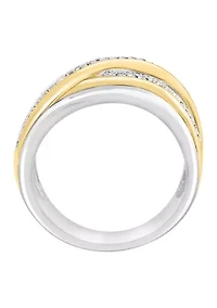 Sterling Silver & 14K Yellow Gold Plated Diamond Ring