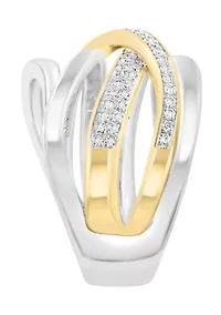 Sterling Silver & 14K Yellow Gold Plated Diamond Ring