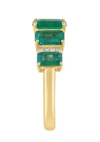 Natural Emerald and Diamond Ring in 14K Yellow Gold