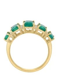 Natural Emerald and Diamond Ring in 14K Yellow Gold