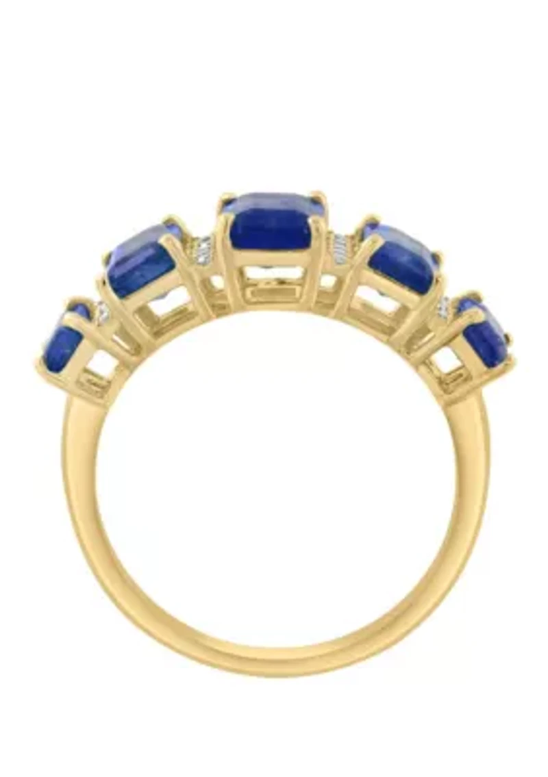 Natural Sapphire and Diamond Ring in 14K Yellow Gold