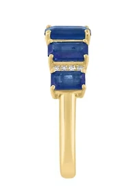 Natural Sapphire and Diamond Ring in 14K Yellow Gold
