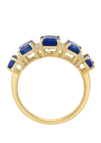 Natural Sapphire and Diamond Ring in 14K Yellow Gold