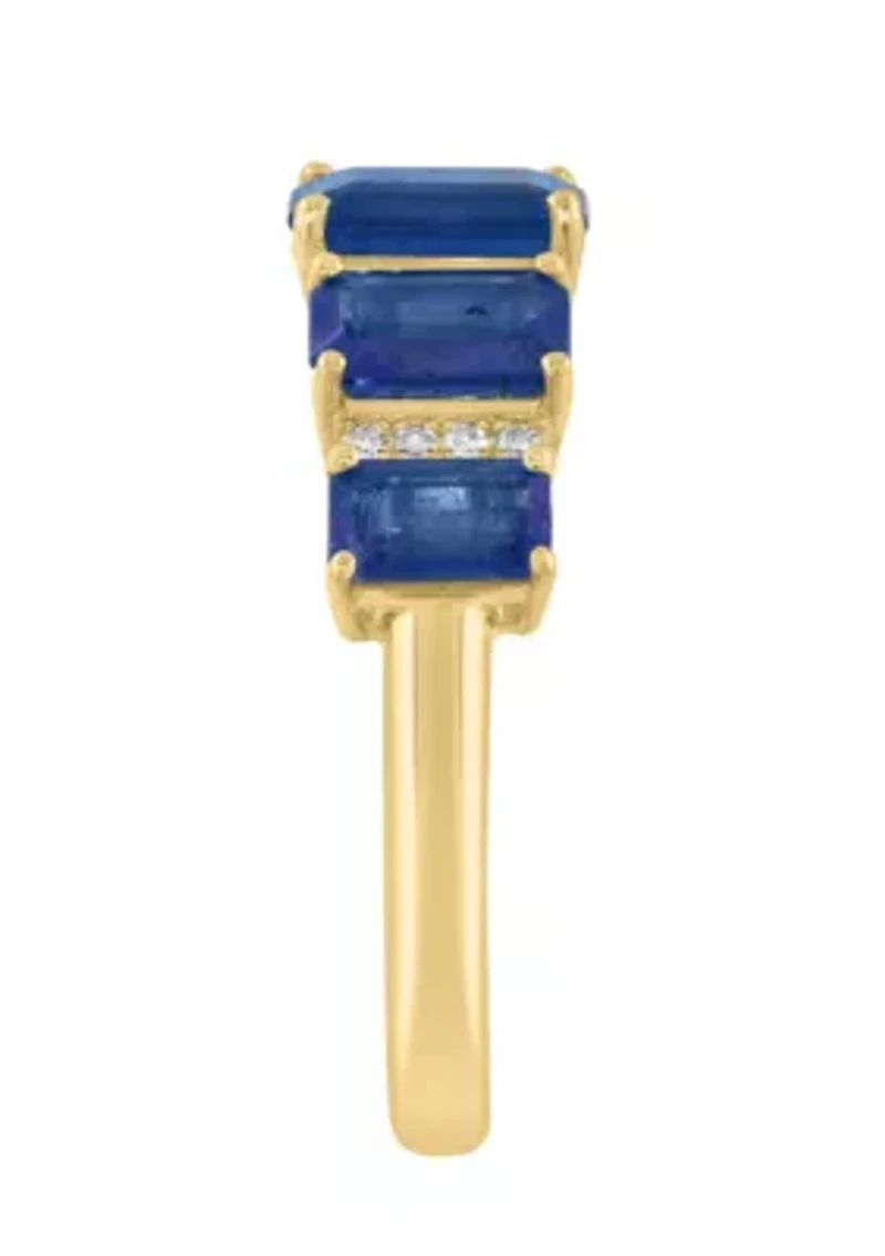 Natural Sapphire and Diamond Ring in 14K Yellow Gold