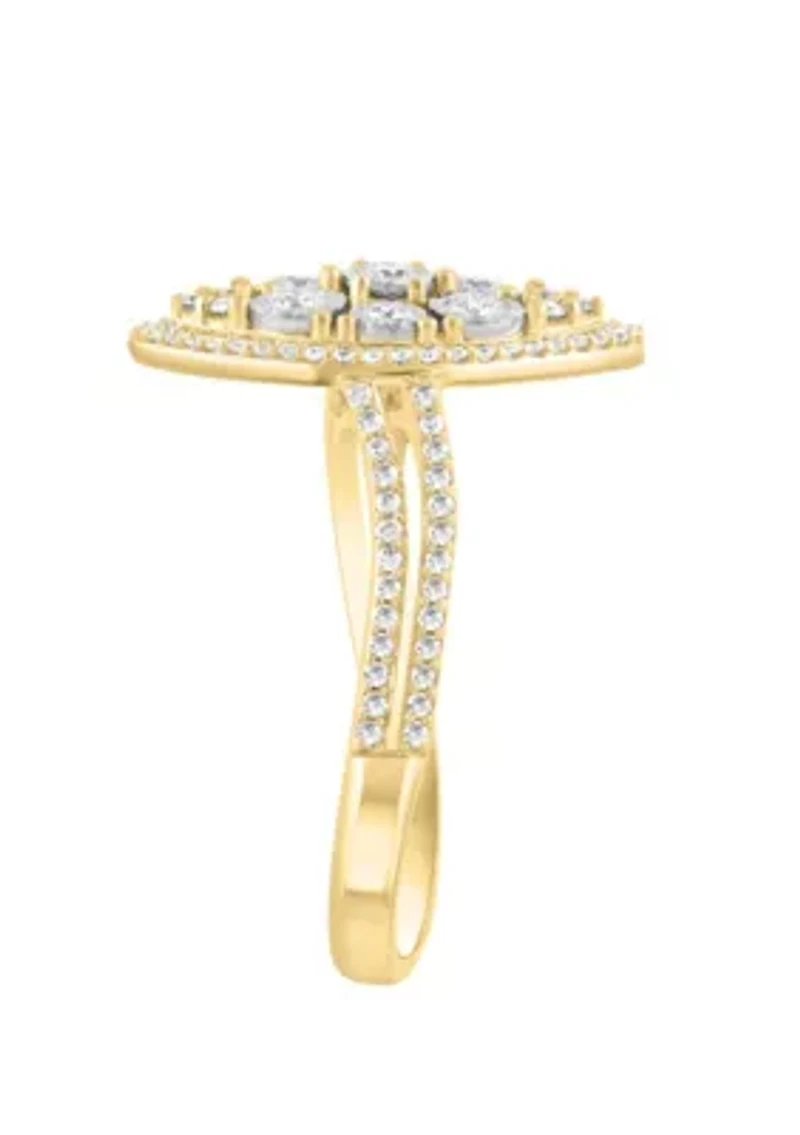 Diamond Ring in 14K Yellow and White Gold