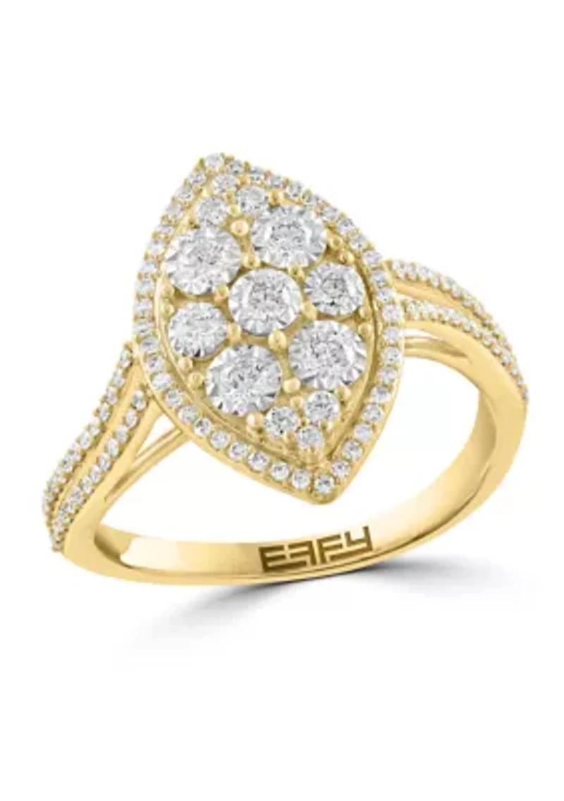 Diamond Ring in 14K Yellow and White Gold