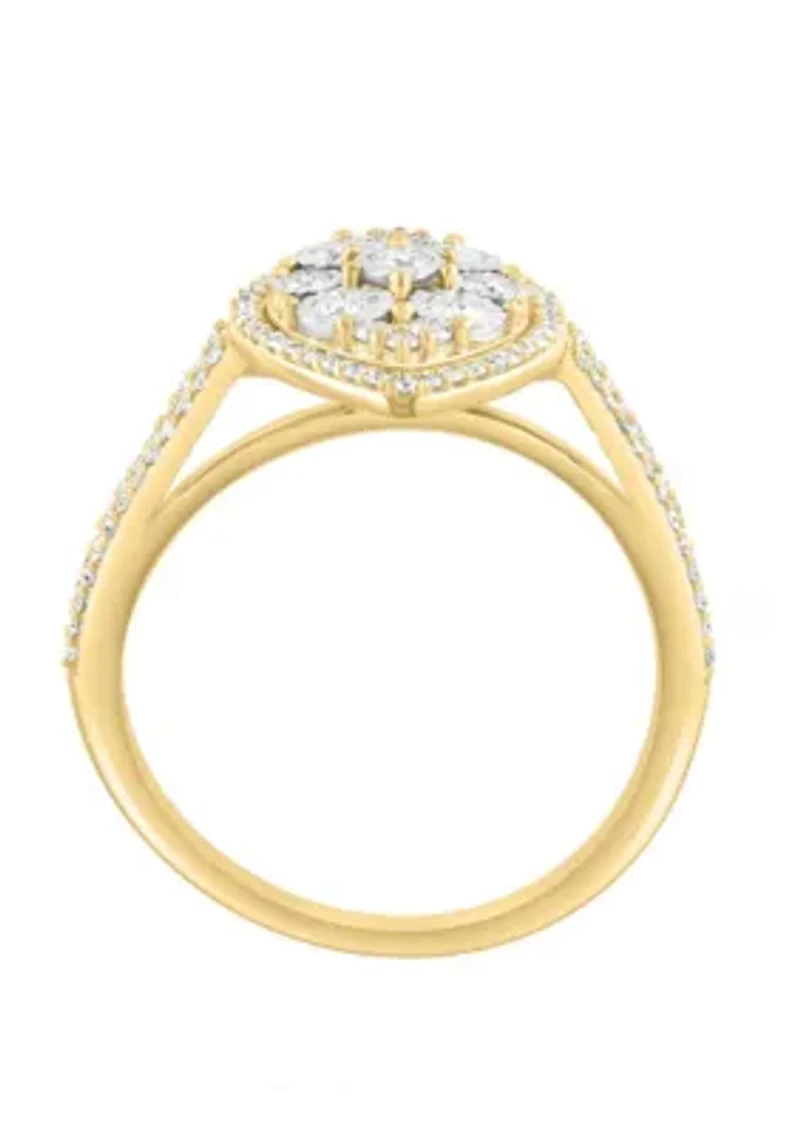 Diamond Ring in 14K Yellow and White Gold