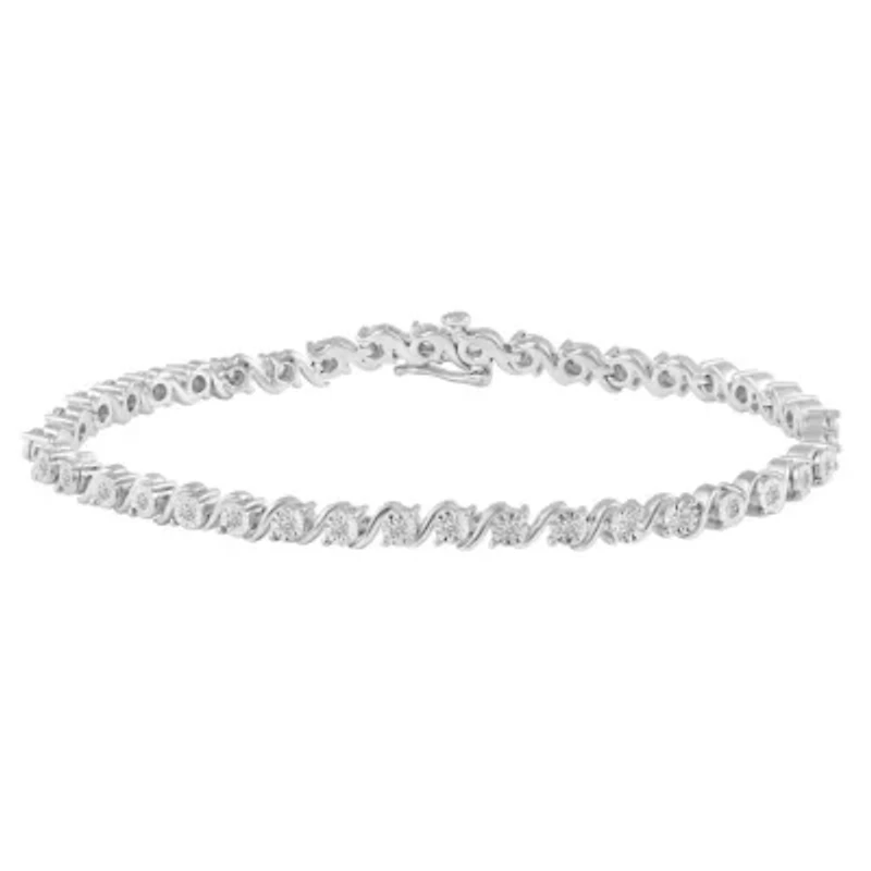 1/3Ctw Diamond Tennis Bracelet in 925 Sterling Silver Standard Length 7 Inches