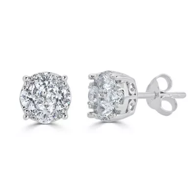 4Ctw Round Diamond Women Stud Earrings Set in 925 Sterling Silver