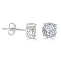 1/2Ctw Round Diamond Women Stud Earrings Set in 925 Sterling Silver