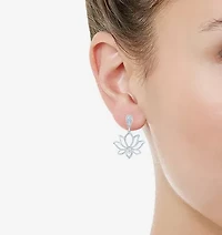 1/5 ct. t.w. Natural Diamond Lotus Stud Earrings set in 925 Sterling Silver