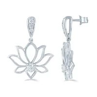 1/5 ct. t.w. Natural Diamond Lotus Stud Earrings set in 925 Sterling Silver
