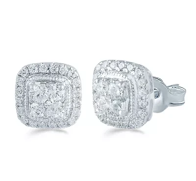 1/2Ctw Diamond Stud Earrings Set in 925 Sterling Silver