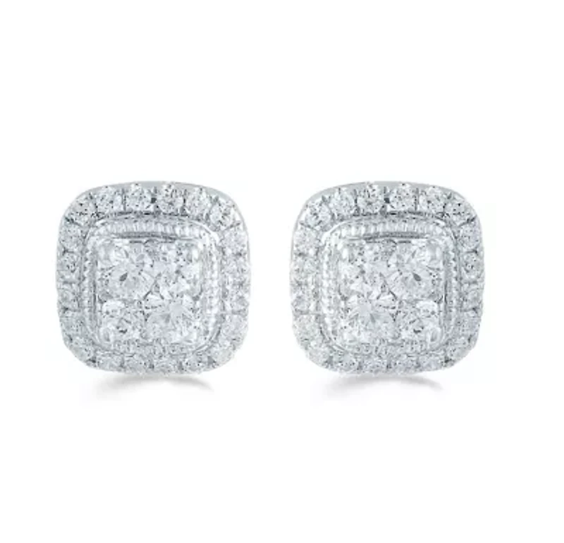 1/2Ctw Diamond Stud Earrings Set in 925 Sterling Silver