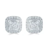 1/2Ctw Diamond Stud Earrings Set in 925 Sterling Silver